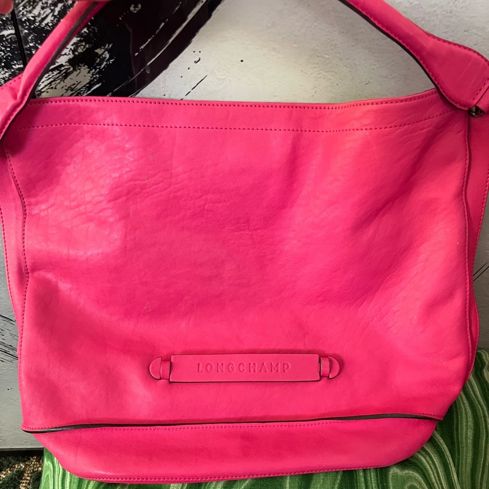 Longchamp 3D Large Fuchsia Hot Pink Hobo Bag